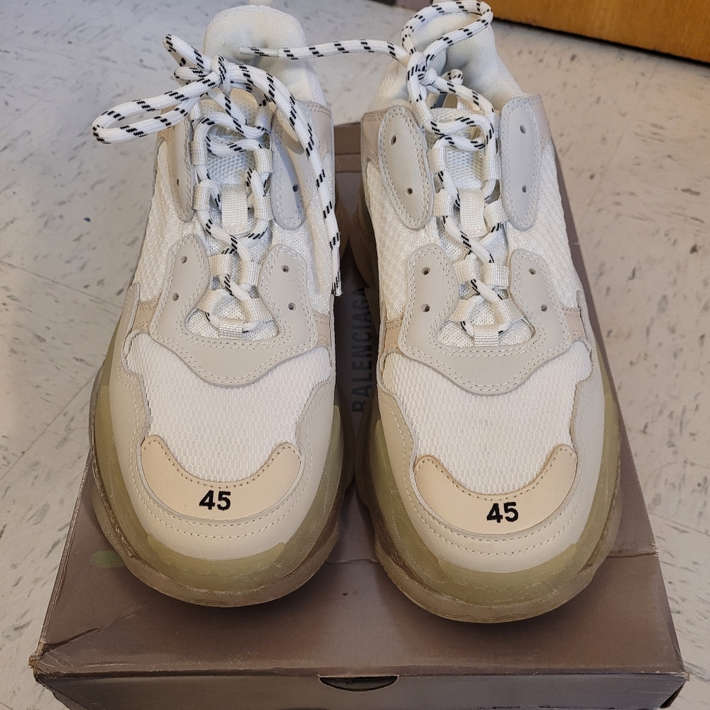 Triple White Balenciaga Triples S with Clear Sole (Eur 45)